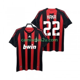 Camisolas de futebol AC Milan KAKA 22 2008 2009 Retro Equipamento Principal Manga Curta